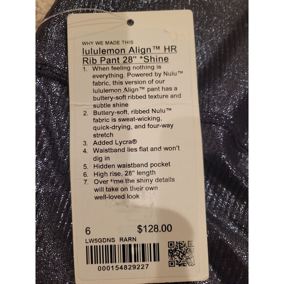 NWT Lululemon Align Rib Pant 28” Shine RARN shiny Blue Leggings Size 6 MSRP $128 - Picture 8 of 11